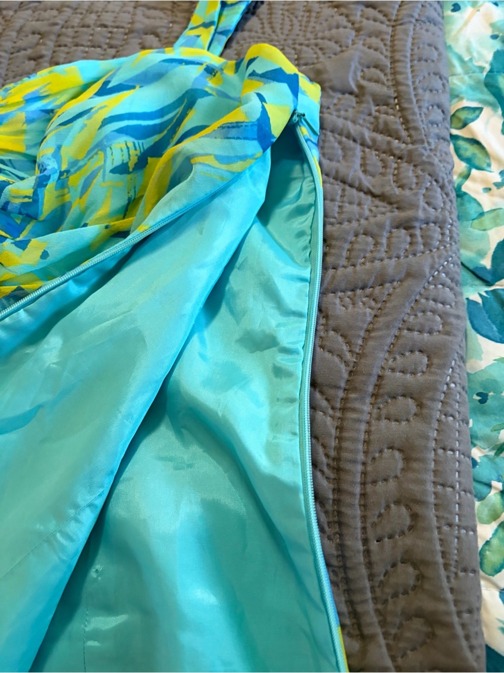 Bright Turquoise & Yellow Patterned top - Picture 3 of 5